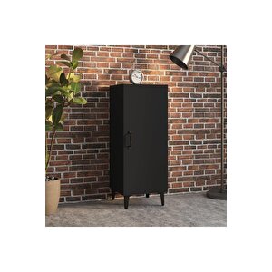 Tek Kapaklı Siyah 3 Raflı Banyo Dolabı Havlu Dolabı Sabunluk Kiler Dolabı Erzak Dolabı Ekmek Dolabı Siyah