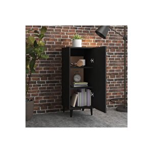 Tek Kapaklı Siyah 3 Raflı Banyo Dolabı Havlu Dolabı Sabunluk Kiler Dolabı Erzak Dolabı Ekmek Dolabı Siyah