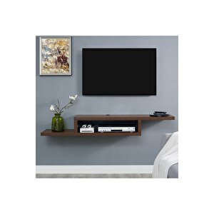 Ceviz 180 Cm Tv Ünitesi Tv Standı Duvar Rafı Kitaplık Kahve