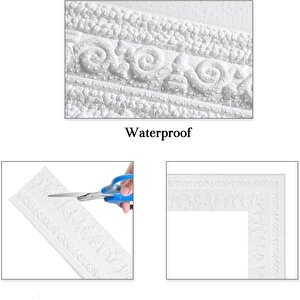 4 Adet 8x110 Cm Kendinden Yapışkanlı Başak Model Motifli Beyaz Esnek Duvar Çıta Çerçeve Süpürgelik