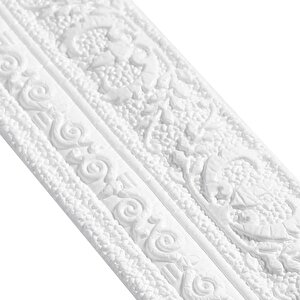 4 Adet 8x110 Cm Kendinden Yapışkanlı Başak Model Motifli Beyaz Esnek Duvar Çıta Çerçeve Süpürgelik