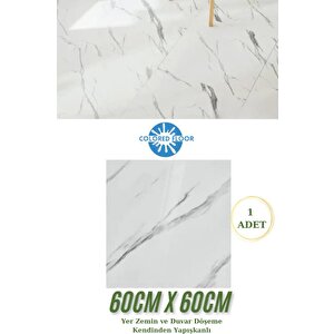 Yapışkanlı Yer Zemin Ve Duvar Kaplama Paneli Arkası Kauçuklu 60x60cm Floor Pvc Banto Wc Paneli 605