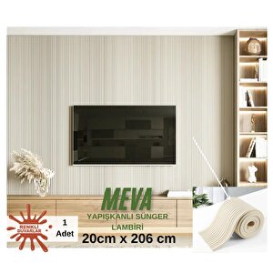 20cm X 206cm Kendinden Yapışkanlı Sünger Meva Duvar Lambirisi Krem Salon Ofis Kaplama Paneli
