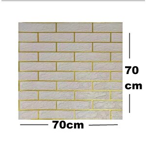 70x70cm 1 Adet Kendinden Yapışkanlı Gold Çizgili Altın Beyaz Tuğla Desen Duvar Kağıdı Paneli Nw176