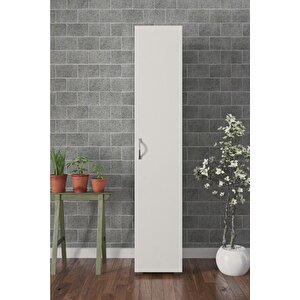 Tek Kapaklı 5 Raflı Çok Amaçlı Banyo Mutfak Kiler Dolabı Beyaz Erzak Dolabı