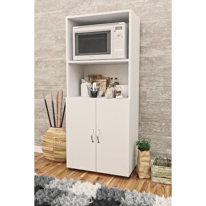 143 Cm 2 Kapaklı Bölmeli Mikrodalga Fırın Dolabı Mini Fırın Mutfak Dolabı 2 Kapılı Erzak Dolabı