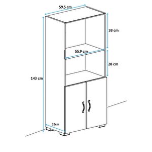 143 Cm 2 Kapaklı Bölmeli Mikrodalga Fırın Dolabı Mini Fırın Mutfak Dolabı 2 Kapılı Erzak Dolabı