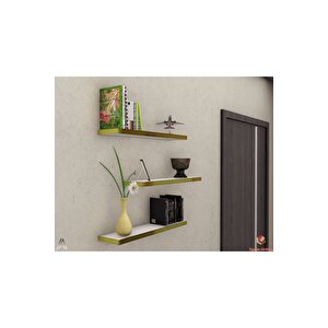 Beyaz Gold Uçan Duvar Rafı 3 Lü Set Gizli Raf 50-50-50