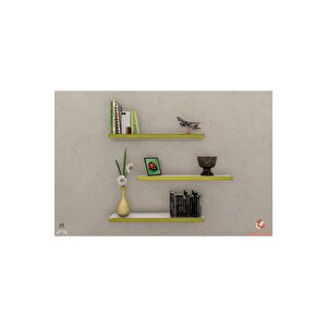 Beyaz Gold Uçan Duvar Rafı 3 Lü Set Gizli Raf 50-50-50