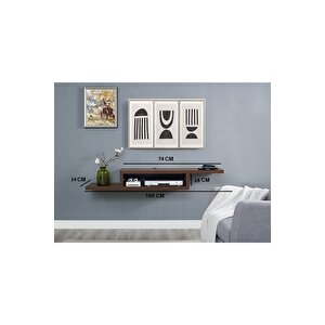 Ceviz 100 Cm Duvar Rafı Tv Sehpası Tv Ünitesi Dekoratif Duvar Rafı Kitaplık