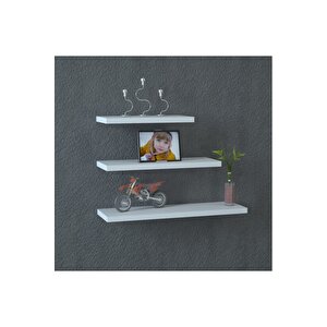 Beyaz Uçan Duvar Rafı 3 Lü Set Gizli Raf