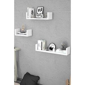 Beyaz Duvar Rafı U Model Raf Uçan Raf Gizli Raf