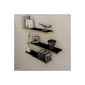 Siyah Gold Uçan Duvar Rafı 3 Lü Set Gizli Raf 50-50-50