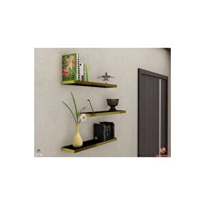 Siyah Gold Uçan Duvar Rafı 3 Lü Set Gizli Raf 50-50-50