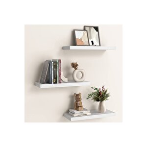 Beyaz Uçan Duvar Rafı 3'lü Set (40-40-40)