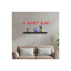 Siyah 4 Lü Set Duvar Rafı Gizli Raf Uçan Raf 50-50-50-50