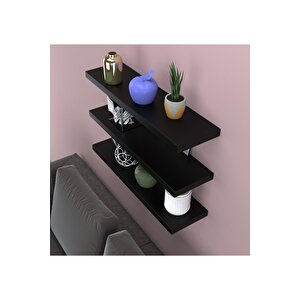 Siyah Uçan Duvar Rafı 3 Lü Set Gizli Raf 50-50-50