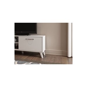 Beyaz 90 Cm Tv Ünitesi Tv Sehpası Kitaplık