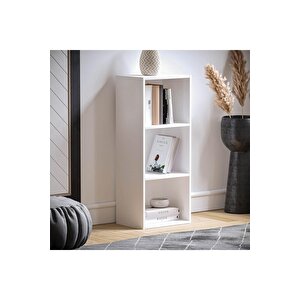 Beyaz 3 Raflı Kitaplık Ofis Ev Dosya Kitap Dolabı Kitap Rafı