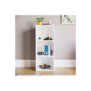 Beyaz 3 Raflı Kitaplık Ofis Ev Dosya Kitap Dolabı Kitap Rafı