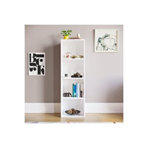 Beyaz 4 Raflı Kitaplık Ofis Ev Dosya Kitap Dolabı Kitap Rafı