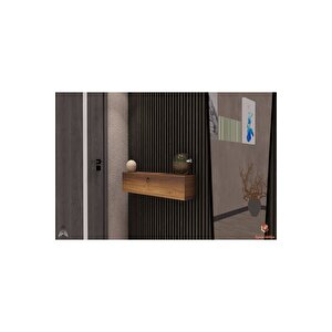 Ceviz 100cm Kapaklı Dresuar Salon Antre Hol Oturma Odası Askıda Kulplu Dolap Düzenleyici Dresuar