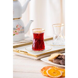 Ametist 6 Kişilik 12 Parça Gold Çay Seti