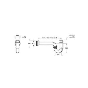 Lavabo-eviye Sifon A45117 Alt Parça Universal P Tipi Krom