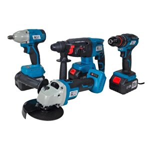 Catpower 1380 Kömürsüz 20v 4.0ah 3 Akülü 4’lü Set - Kırıcı Delici - Avuç Taşlama - Darbeli Vidalama - Somun Sıkma
