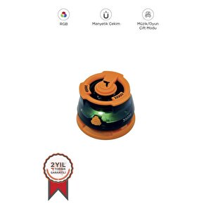 D39 Turuncu Manyetik Rgb Işıklı 5.3  Telefon Tutucu Mini Bluetooth Hoparlör Speaker Turuncu