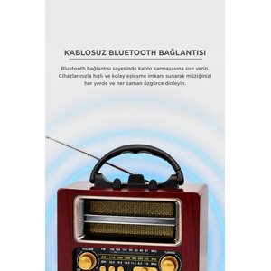 Torima Bluetooth Hoparlör Nostaljik Radyo Speaker Ns02 Kahverengi Kahverengi