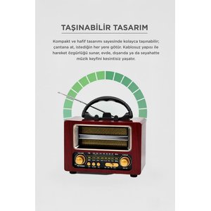 Torima Bluetooth Hoparlör Nostaljik Radyo Speaker Ns02 Kahverengi Kahverengi