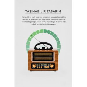 Torima Bluetooth Hoparlör Nostaljik Radyo Speaker Ns02 Altın Gold