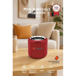 Torima Bluetooth Hoparlör Taşınabilir Speaker D12 Kırmızı Kırmızı