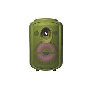 Torima Kts-2111 Yeşil Rgb Ledli Mikrofonlu Tekerlekli Bluetooth Hoparlör Speaker Yeşil