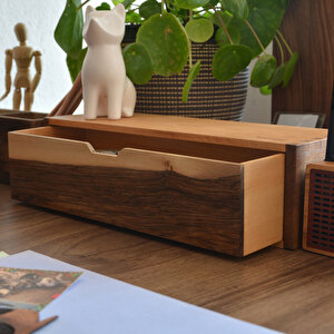 Tekli - Büyük Çekmeceli - 340mm X 120mm X 90mm - Woodsaka