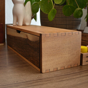 Tekli - Büyük Çekmeceli - 340mm X 120mm X 90mm - Woodsaka