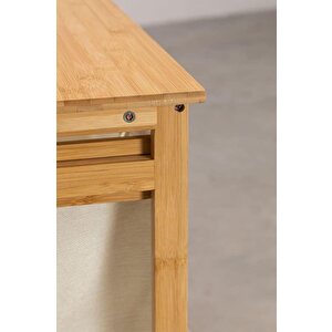 Digithome Bambu 3 Raflı 1 Bölmeli Kirli Sepetli Banyo Düzenleyici Çamaşır Sepeti Organizer Db-0008