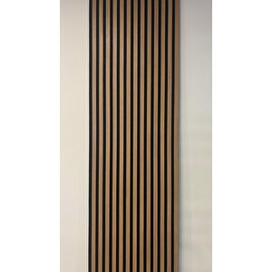 Özel Kompozit Mdf / Neme Dayanıklı Akustik Duvar Paneli / 60x280 / Koyu Teak /10 Mm Keçe /10 Mm Çıta