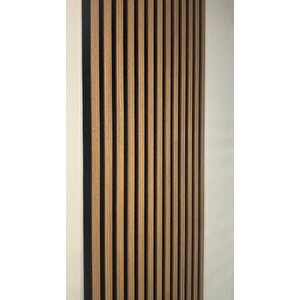 Özel Kompozit Mdf / Neme Dayanıklı Akustik Duvar Paneli / 60x280 / Koyu Teak /10 Mm Keçe /10 Mm Çıta