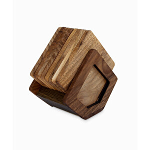 Standlı Bardak Altlığı - 8 Adet Altlık - 85mm X 85mm - Woodsaka