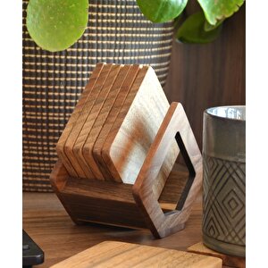 Standlı Bardak Altlığı - 8 Adet Altlık - 85mm X 85mm - Woodsaka