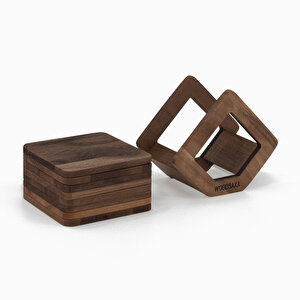 Standlı Bardak Altlığı - 8 Adet Altlık - 85mm X 85mm - Woodsaka