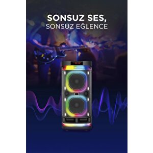 Torima Bts-1990 Siyah Rgb Ledli Mikrofonlu Kumandalı Bluetooth Hoparlör Parti Speaker