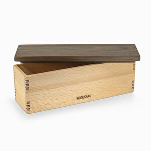 Mutfak İçin Saklama Kutusu 2 - Gürgen Ve Ceviz Ağacından - 198mm X 58mm X 75mm - Woodsaka