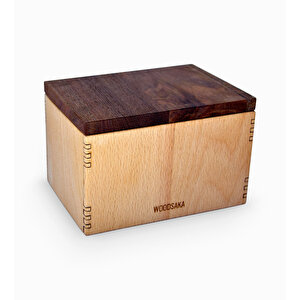 Mutfak İçin Saklama Kutusu 3 - Gürgen Ve Ceviz Ağacından - 138mm X 98mm X90mm - Woodsaka