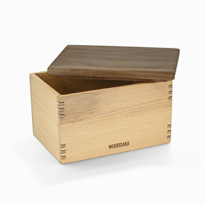 Mutfak İçin Saklama Kutusu 3 - Gürgen Ve Ceviz Ağacından - 138mm X 98mm X90mm - Woodsaka