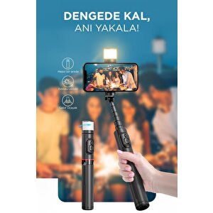 Torima Q12s Siyah Uzaktan Kumandalı Kablosuz Led Işıklı Selfie Çubuğu Tripod