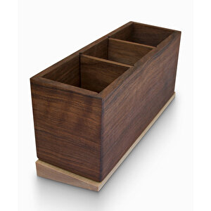Meru - Üç Bölümlü Eğimli Kalemlik - 80mm X 240mm X 110mm - Woodsaka