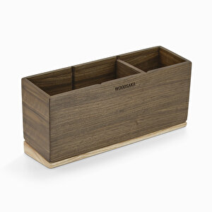 Meru - Üç Bölümlü Eğimli Kalemlik - 80mm X 240mm X 110mm - Woodsaka